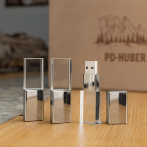 USB-Stick Silver-Diamond aus Metall und Glas
